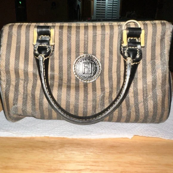 PRELOVED: FENDI MINI DINNER BAG. Penguin Stripe. - Picture 1 of 17